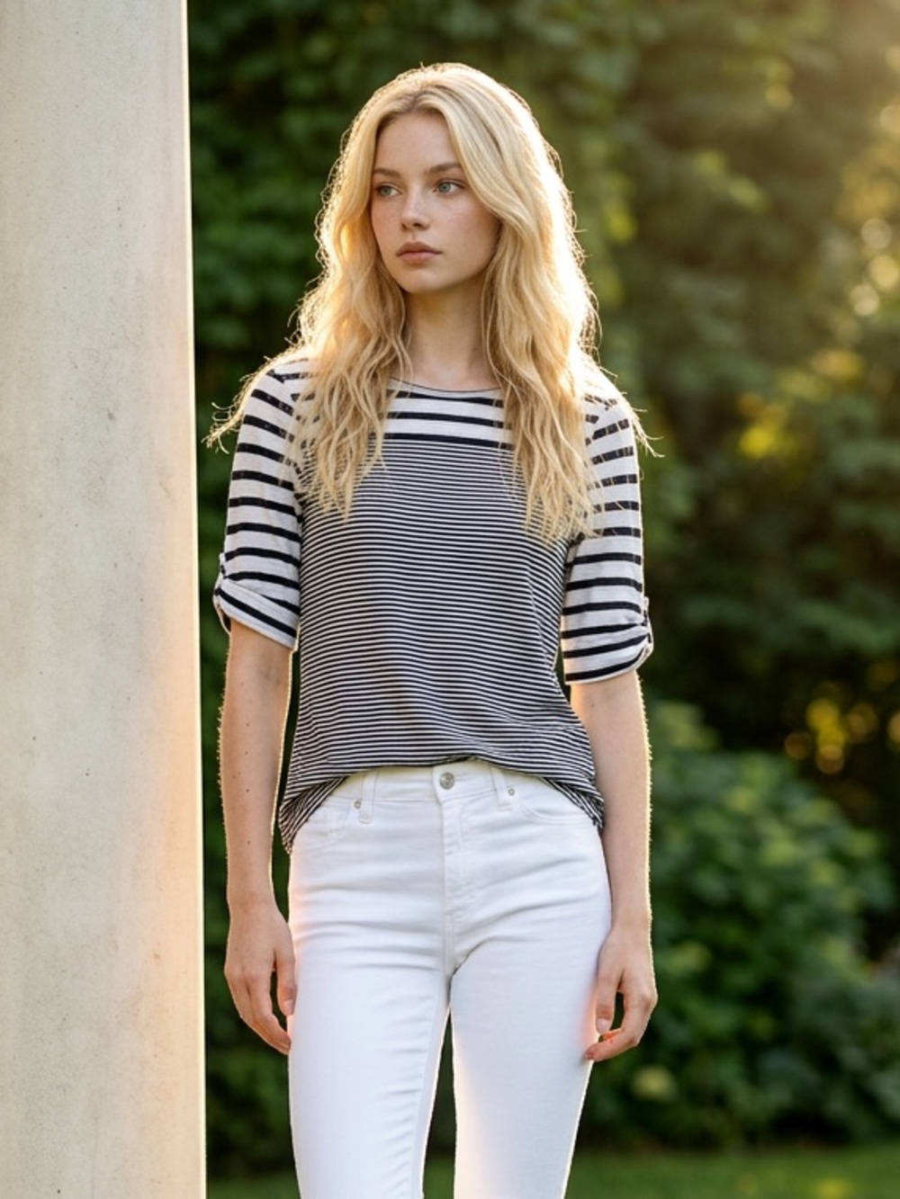 Chico's Knit Cotton - Stretch and Slub Stripped Tees